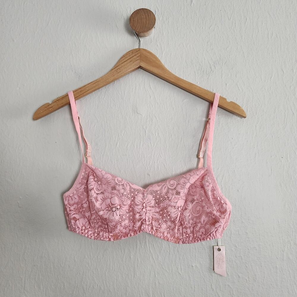 We Are Hah Hook Up Underwire Lace Demi Bra Bralette Dusty Rose NWT Size D 30-38